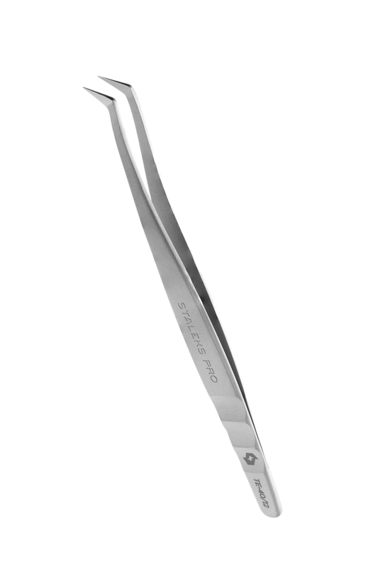 Professional eyelash tweezers EXPERT 40 TYPE 12 (curved tweezers for volume extension, 65')